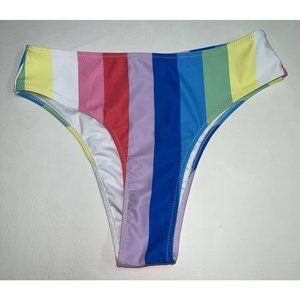 Womens Bikini Swim Bottoms Size L Rainbow Unbranded
